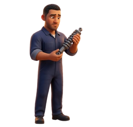 Mechanic holding a shock absorber